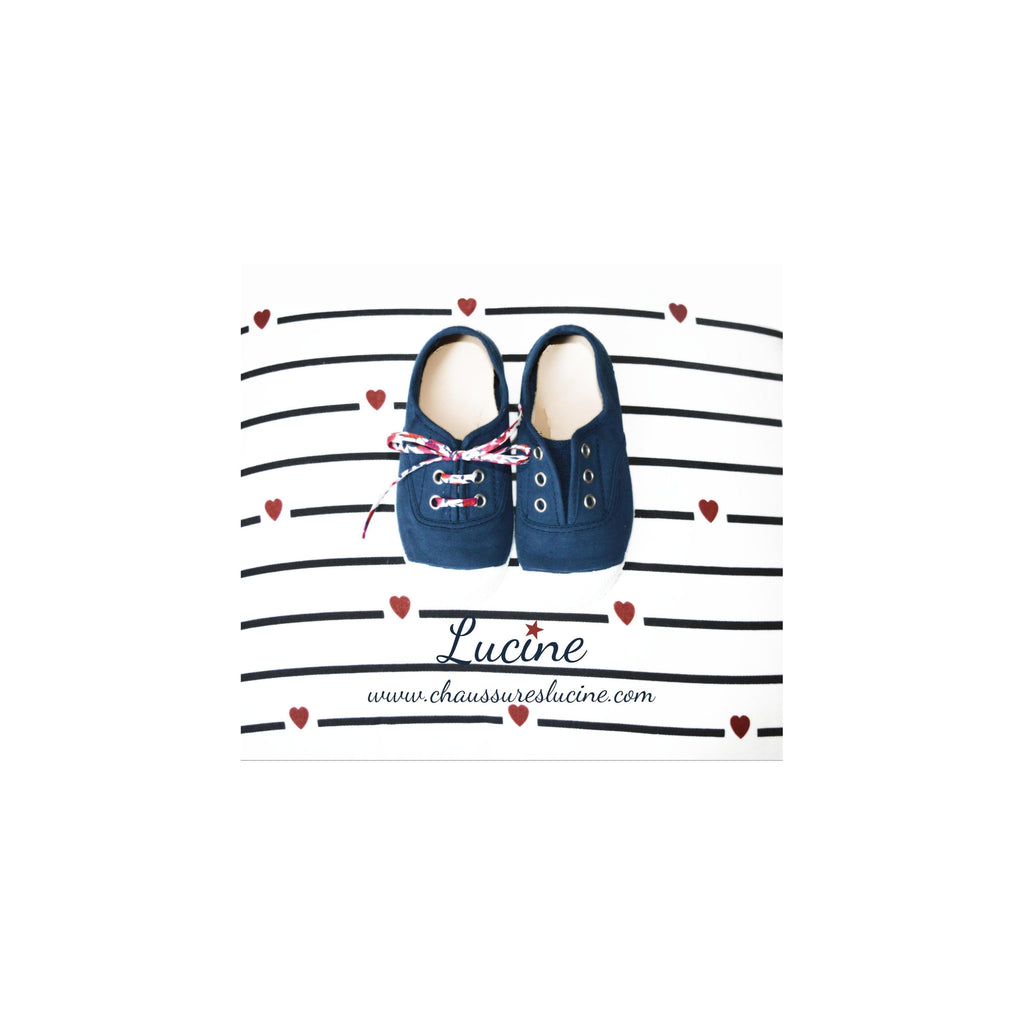 Chaussures Baskets Tennis En Toiles À Lacets Et Élastiques - Bleu Marine - Mixte