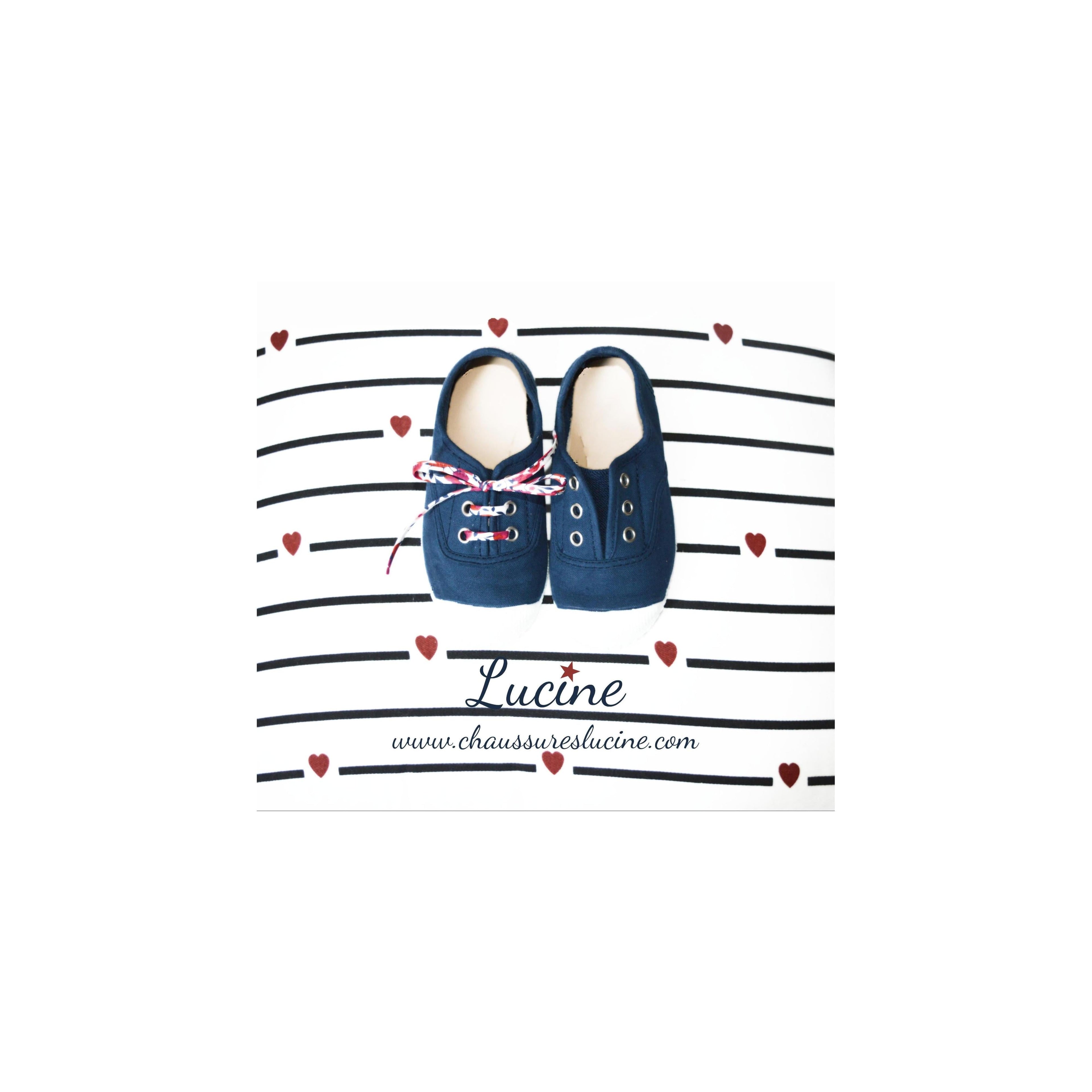 Chaussures Baskets Tennis En Toiles À Lacets Et Élastiques - Bleu Marine - Mixte