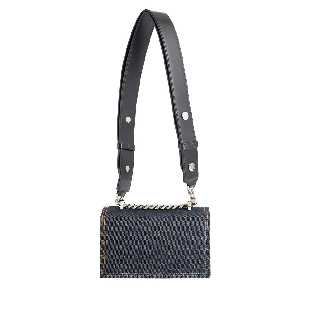 Alexander Mcqueen Jeweled Denim Bag - Blue - Femme