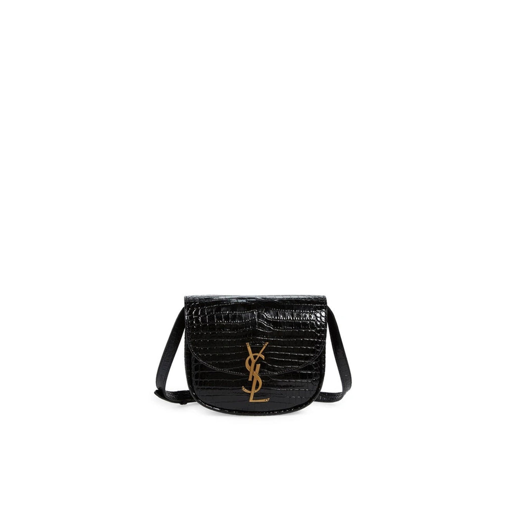 Saint Laurent - Sac Bandoulière Kaia Croco - Femme - Black