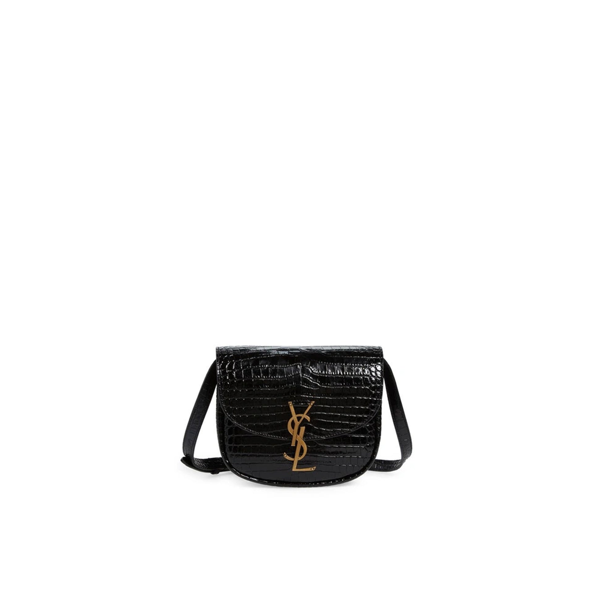 Saint Laurent - Sac Bandoulière Kaia Croco - Femme - Black