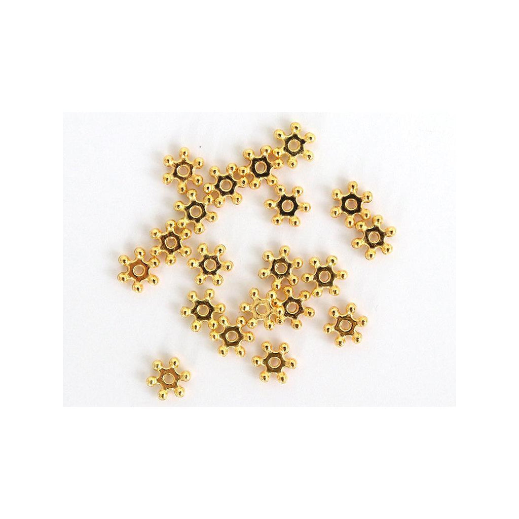 Boite De 20 Perles Heishi Intercalaire - Fleur Dorée 6X2Mm