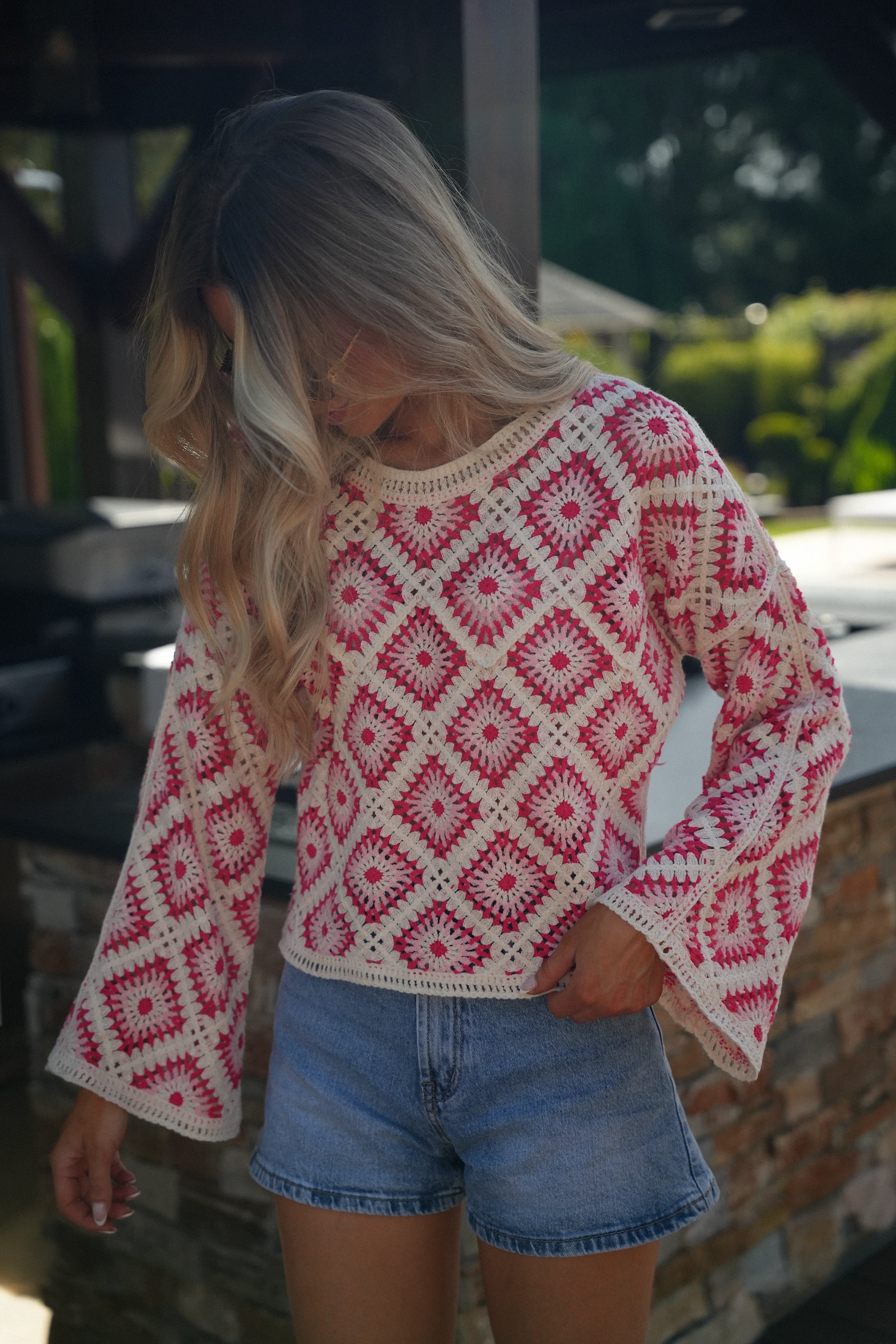 Blouse En Crochet Fidji - Rouge