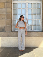 Pantalon Rayé Marin Bleu