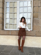 Jupe Effet Laine Lou Chocolat