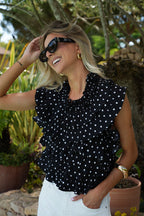 Blouse À Pois Jade - Noire
