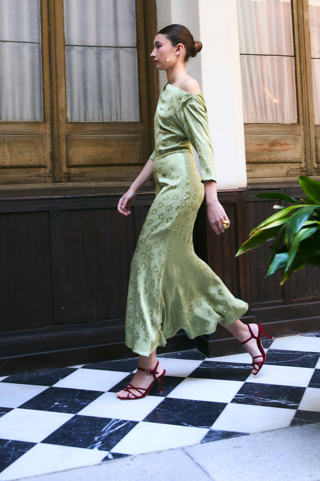 Robe Casilda Jacquard Beztas Olive