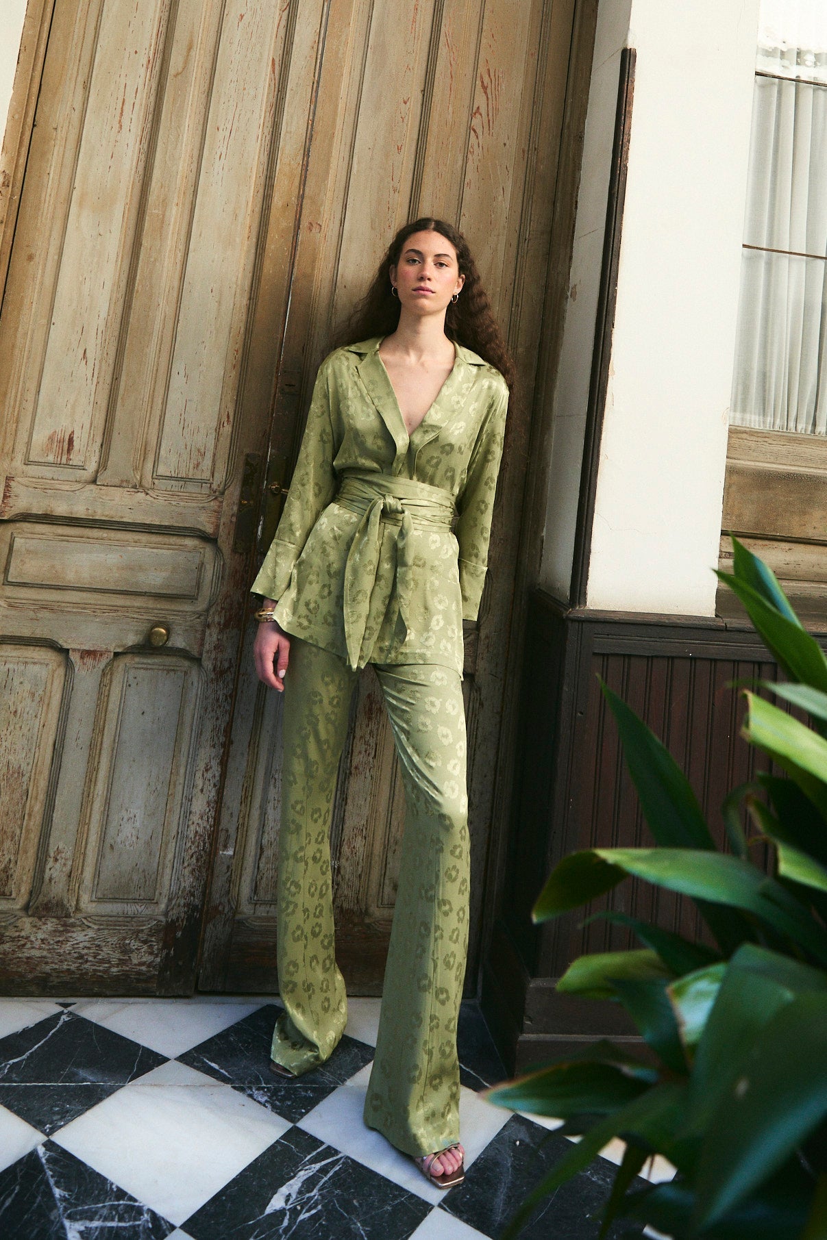 Pantalon Sirin Jacquard Beztas Olive