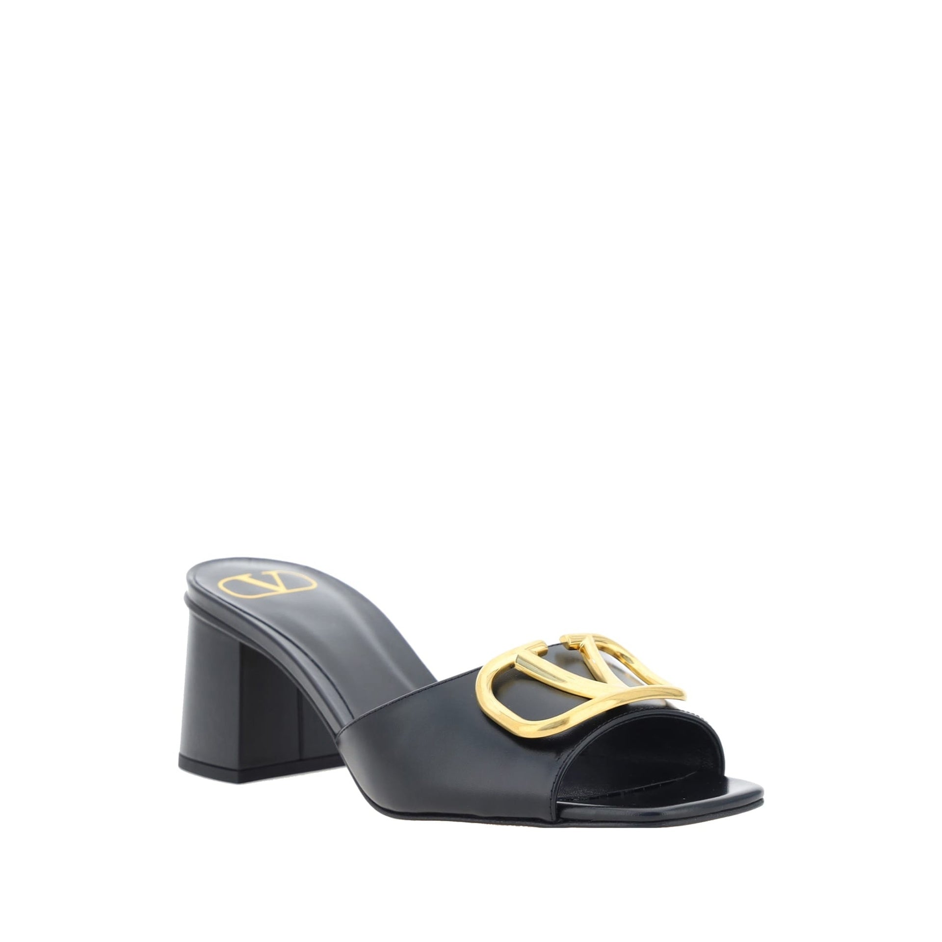 Sandales Valentino Garavani Vlogo Leather - Black - Femme