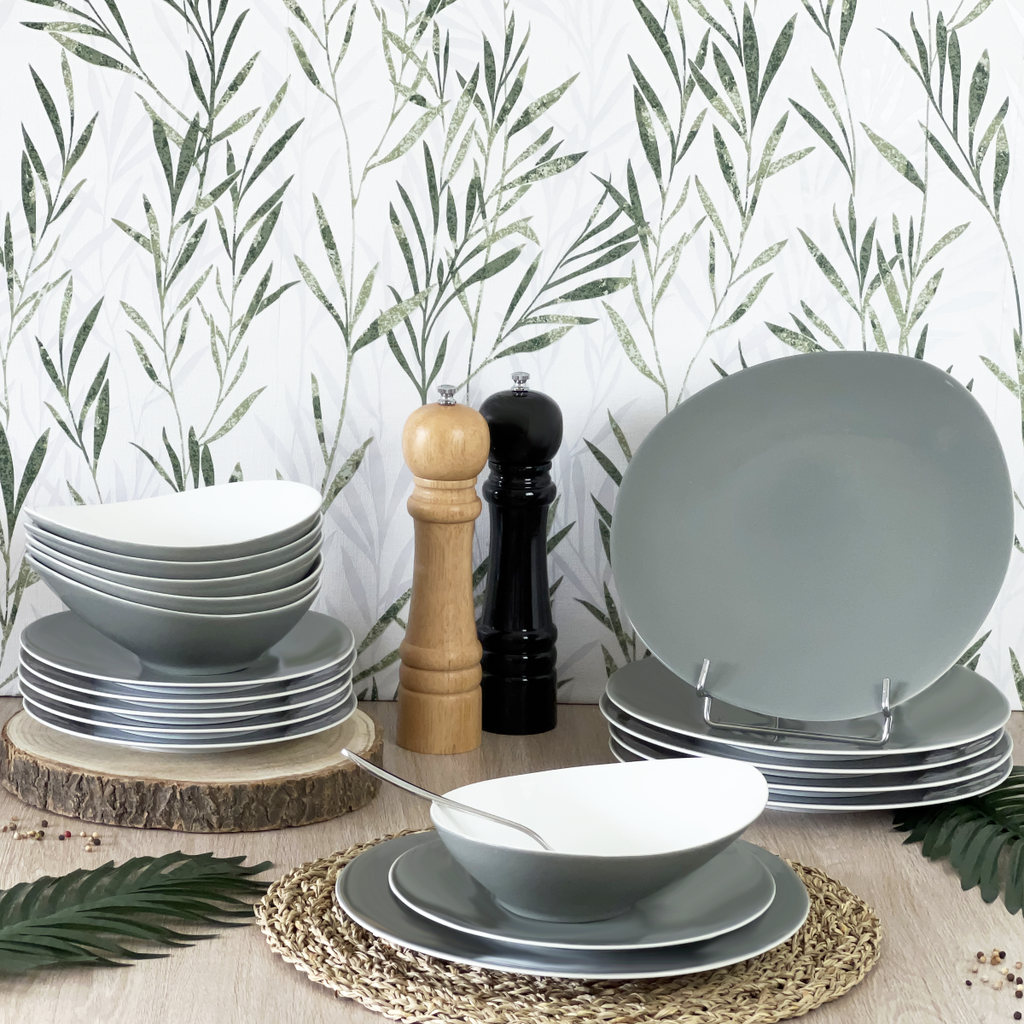 Sven Gris - Service 18 Pièces - Porcelaine - Gris