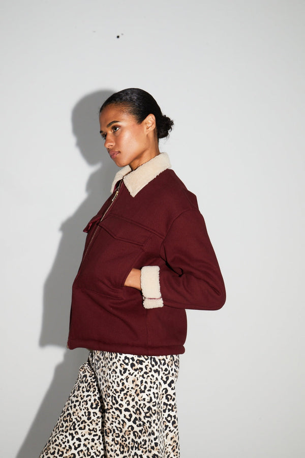 Veste Denim Bordeaux Mouton
