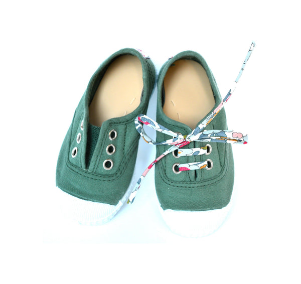 Chaussures Baskets Tennis En Toiles À Lacets Et Élastiques - Vert Bouteille - Mixte
