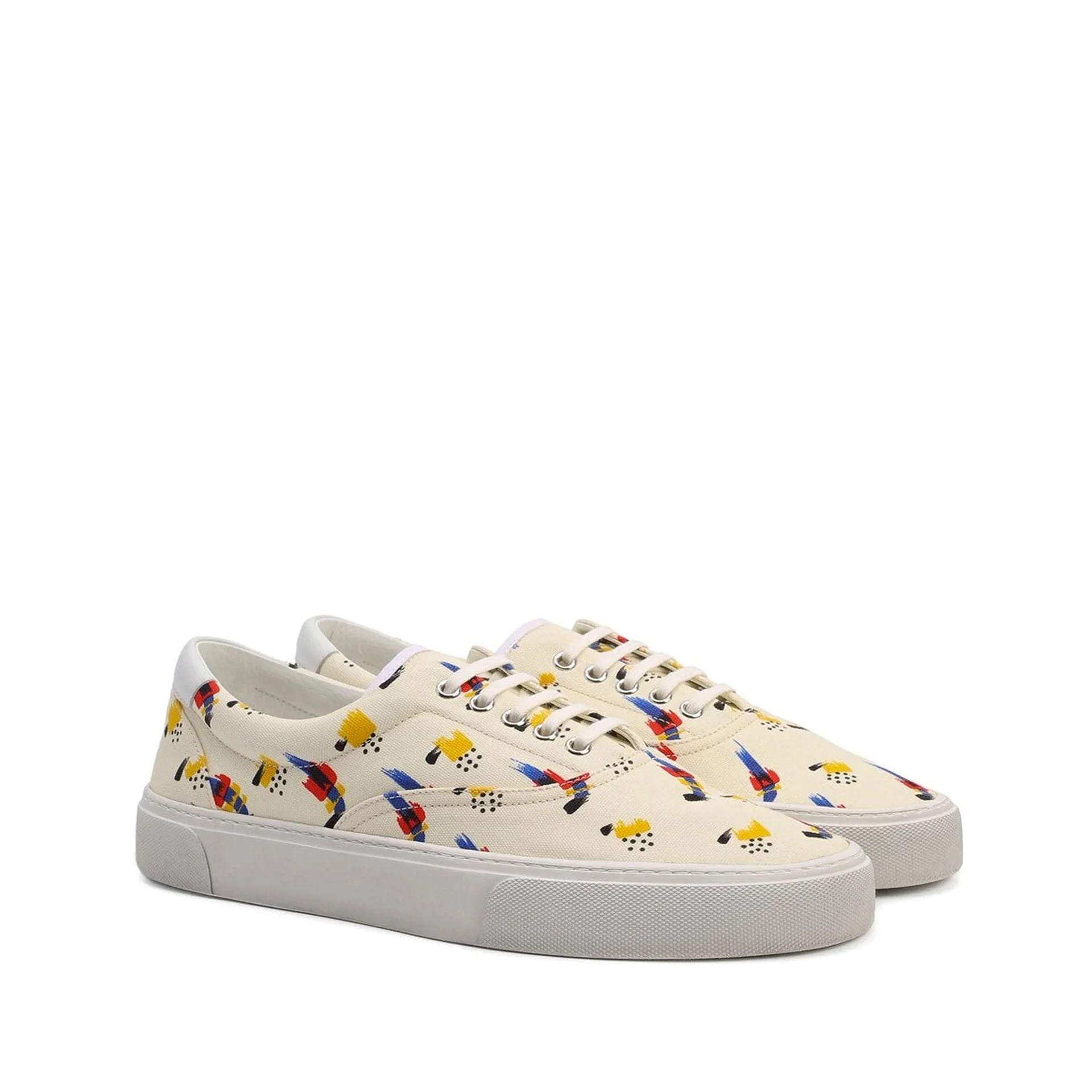 Baskets Saint Laurent Printed Canvas - White - Homme