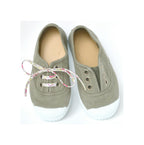 Chaussures Baskets Tennis En Toiles À Lacets Et Élastiques - Vert De Gris - Mixte