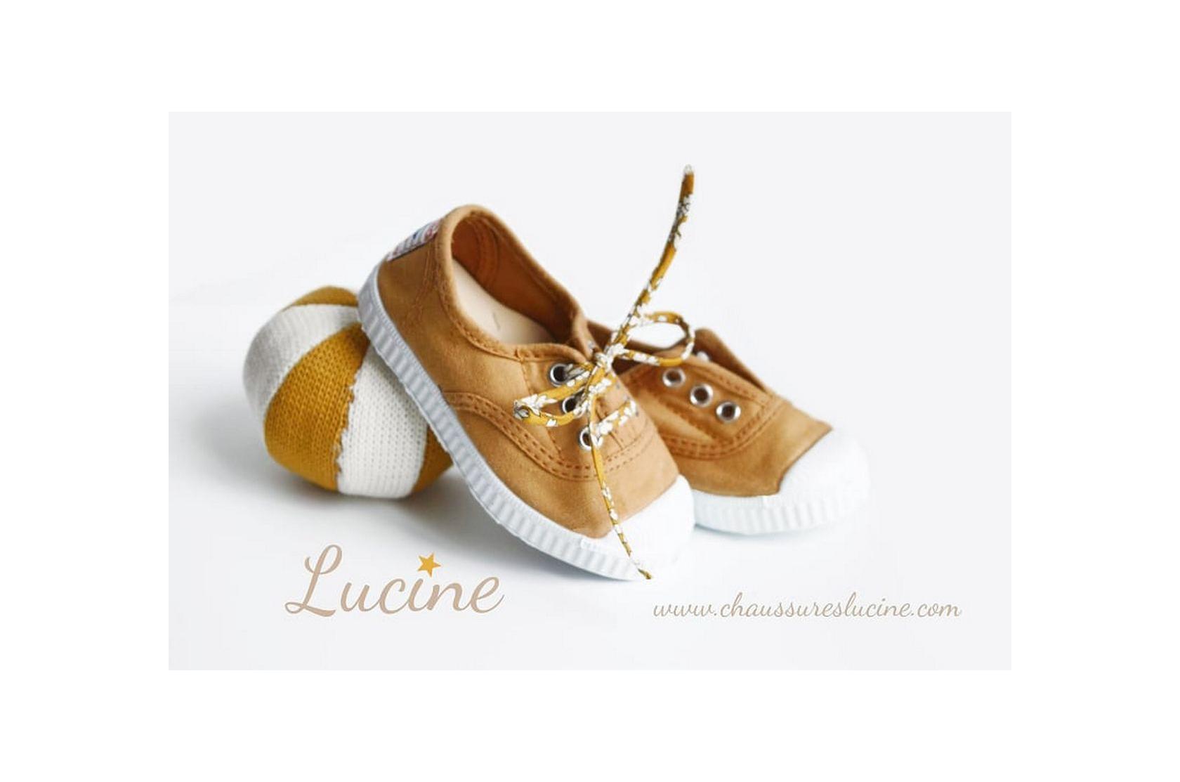 Chaussures Baskets Tennis En Toiles À Lacets Et Élastiques - Moutarde Camel - Mixte