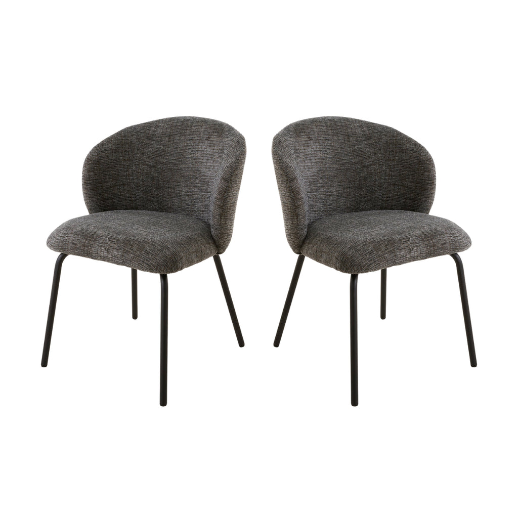 Vesper - Lot De 2 Chaises - Tissu Chiné & Métal