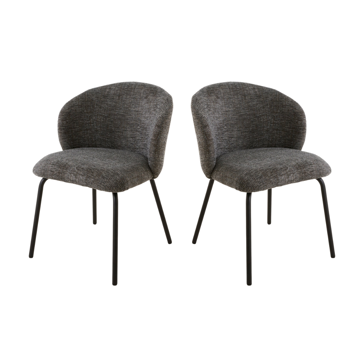 Vesper - Lot De 2 Chaises - Tissu Chiné & Métal