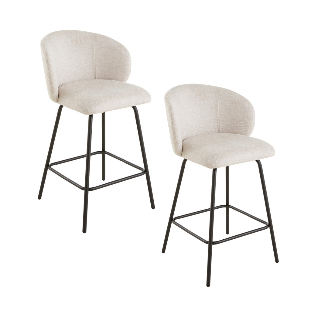 Sorrel - Lot De 2 Tabourets - Tissu Chiné & Métal