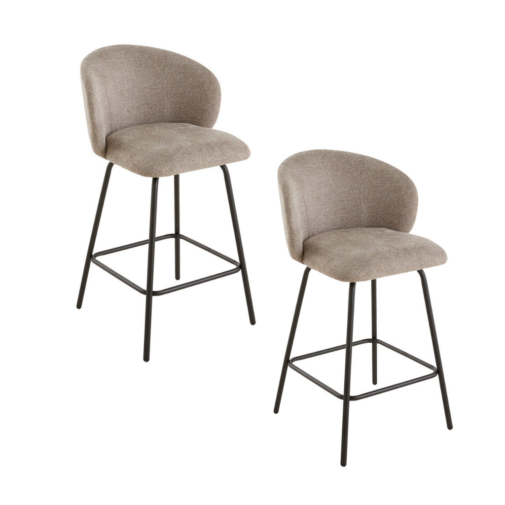 Sorrel - Lot De 2 Tabourets - Tissu Chiné & Métal