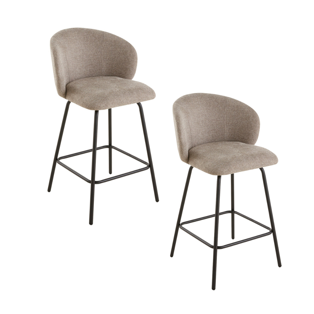 Sorrel - Lot De 2 Tabourets - Tissu Chiné & Métal