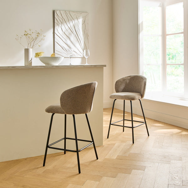 Sorrel - Lot De 2 Tabourets - Tissu Chiné & Métal