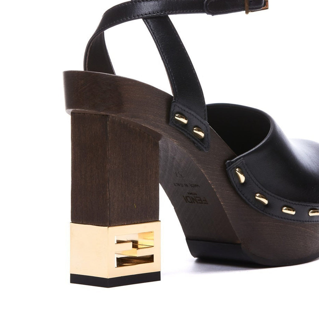Escarpins Fendi Decorative Heel Leather - Black - Femme