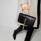 Saint Laurent - Sac Kate Medium Tassel Crocodile Embossed Leather - Femme - Black