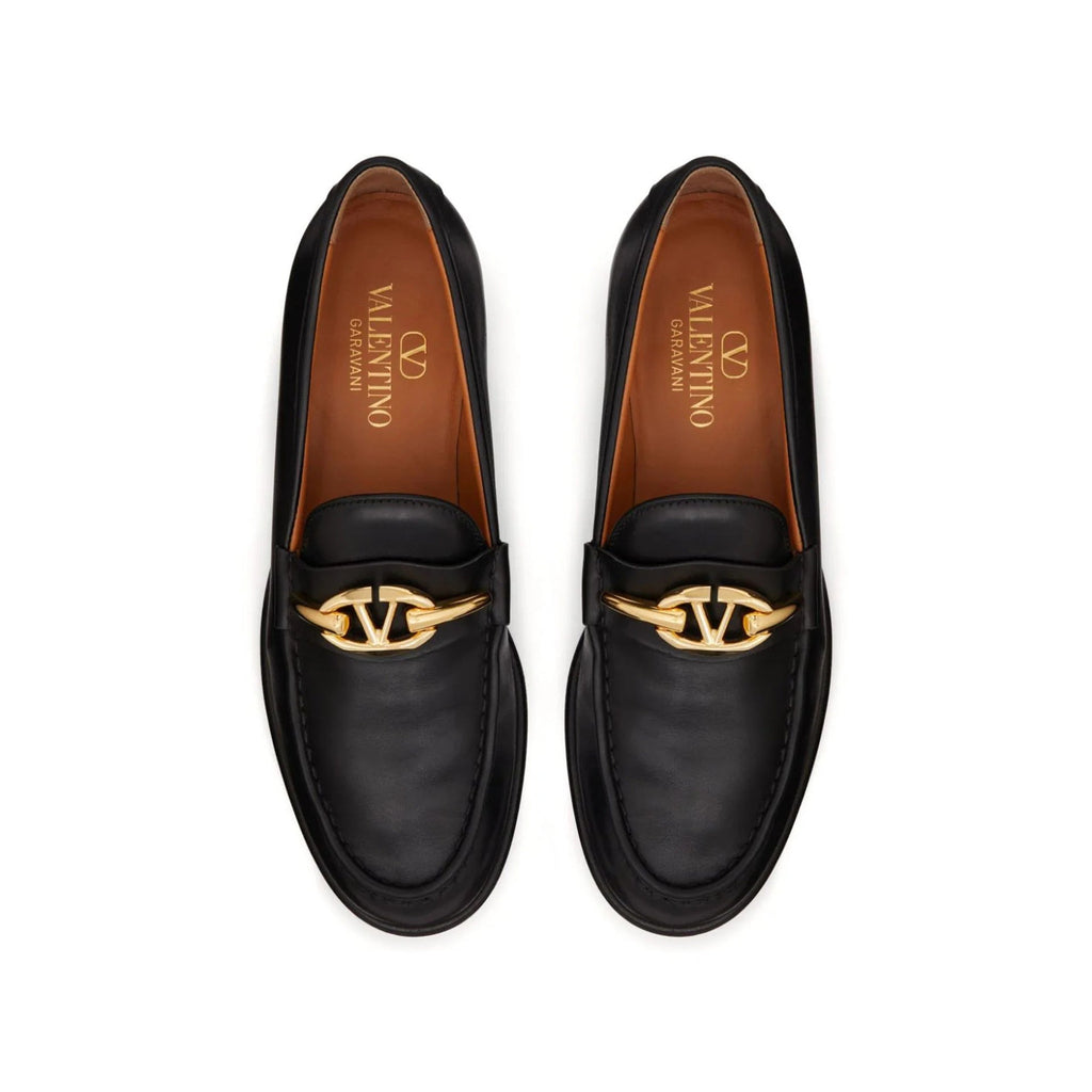 Mocassins Valentino Garavani V-Logo Moon Leather - Black - Femme