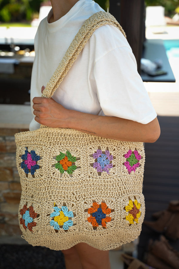 Sac En Paille Xena - Crème