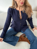 Pull Fin Péplum Albane Bleu Marine