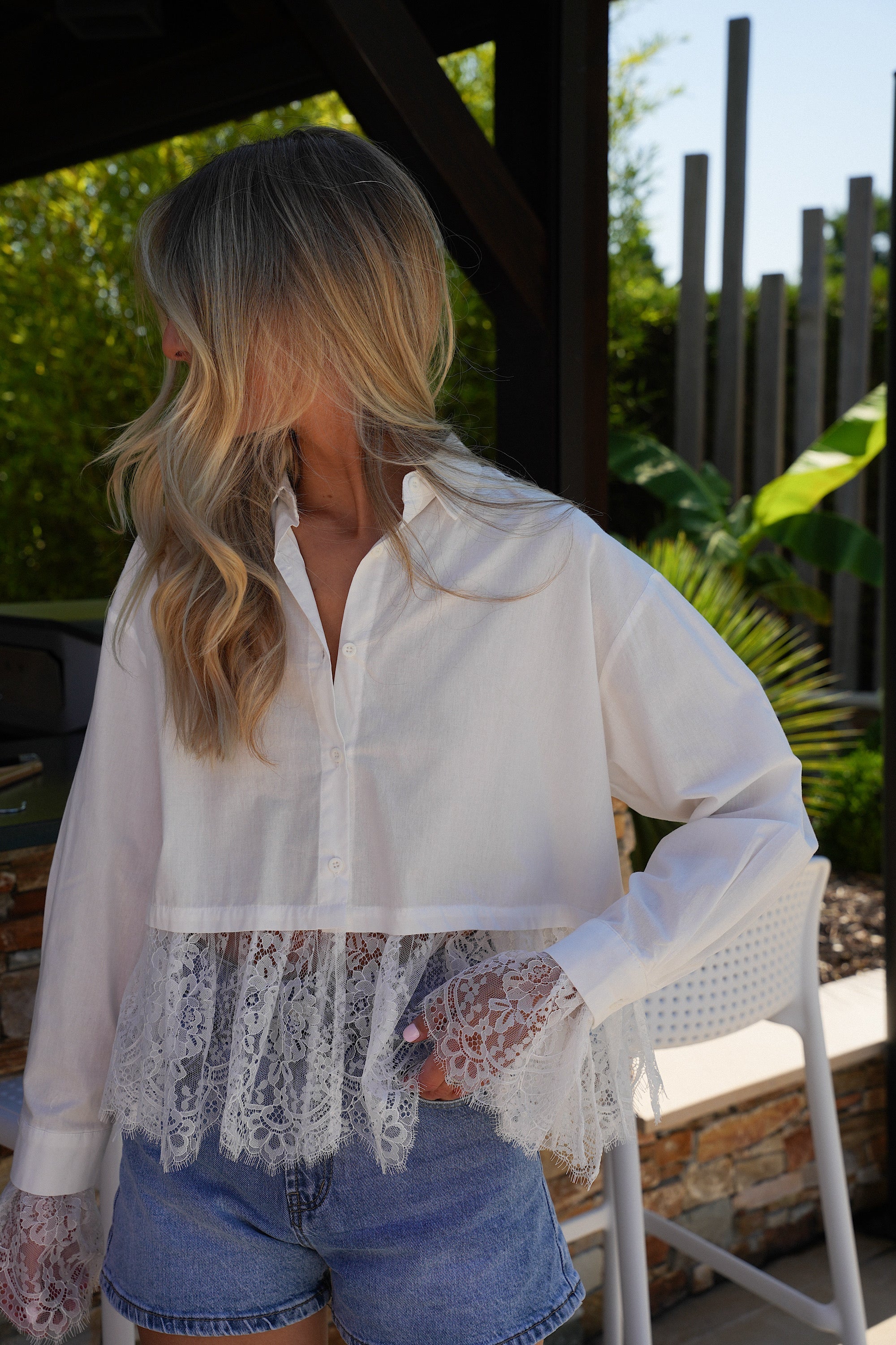 Blouse Dentelle Alica - Blanche