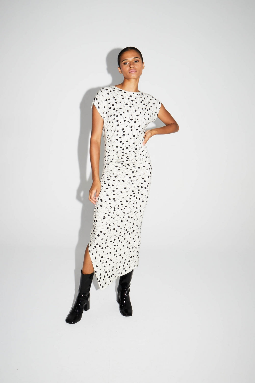 Maxi Dress Jersey Print Pois Graphique Fabriquée En Italie