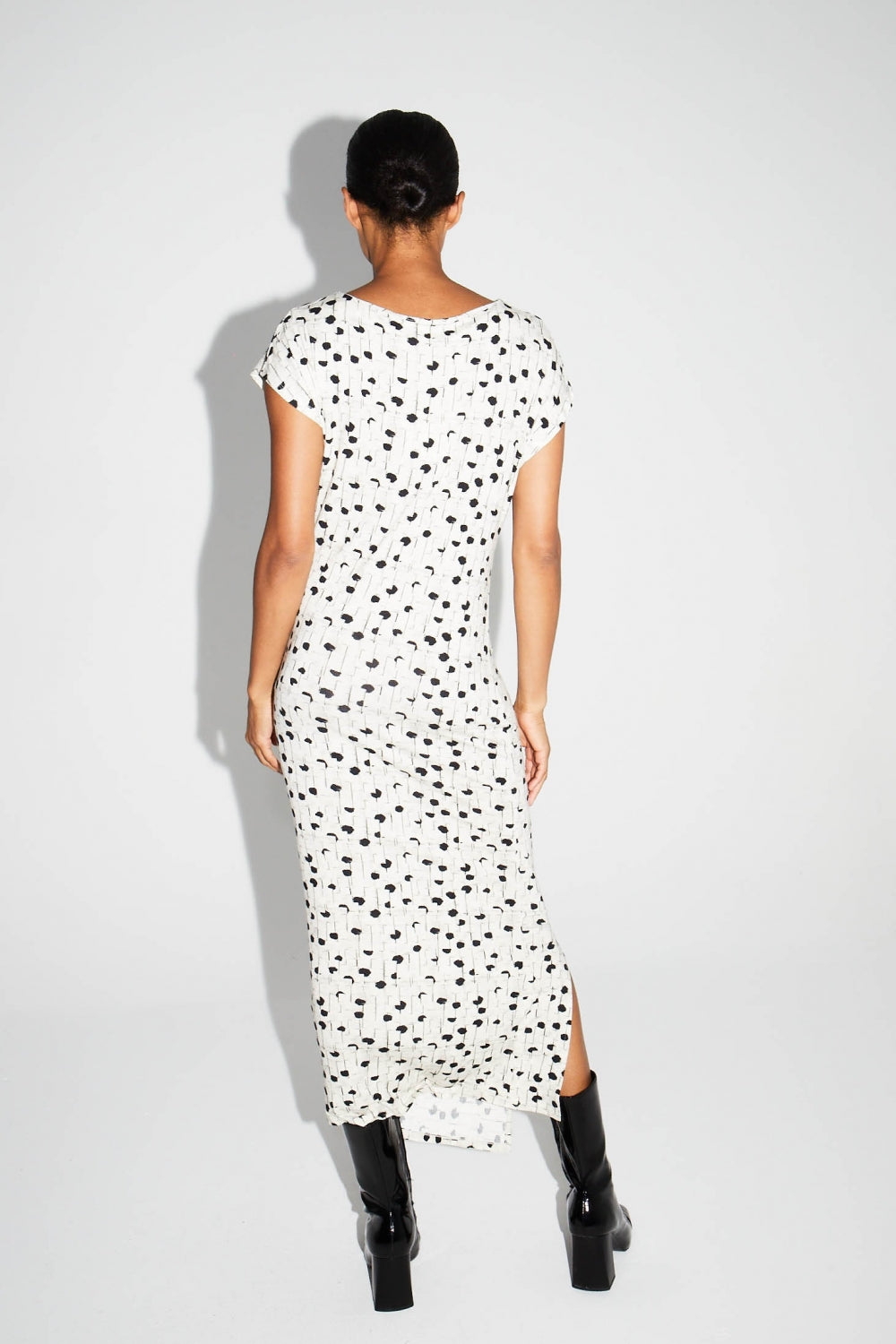 Maxi Dress Jersey Print Pois Graphique Fabriquée En Italie