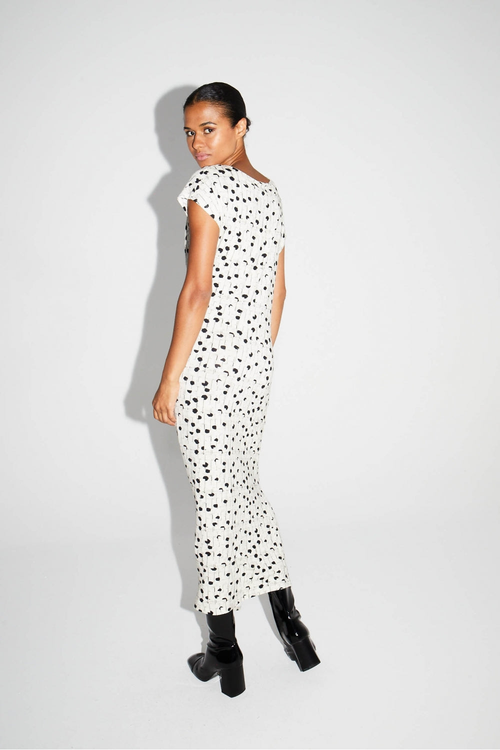 Maxi Dress Jersey Print Pois Graphique Fabriquée En Italie