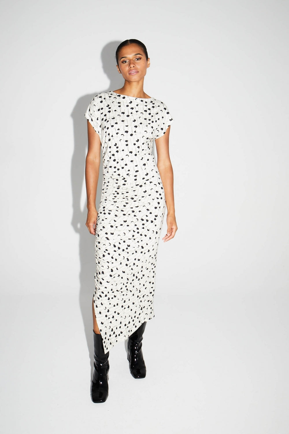 Maxi Dress Jersey Print Pois Graphique Fabriquée En Italie
