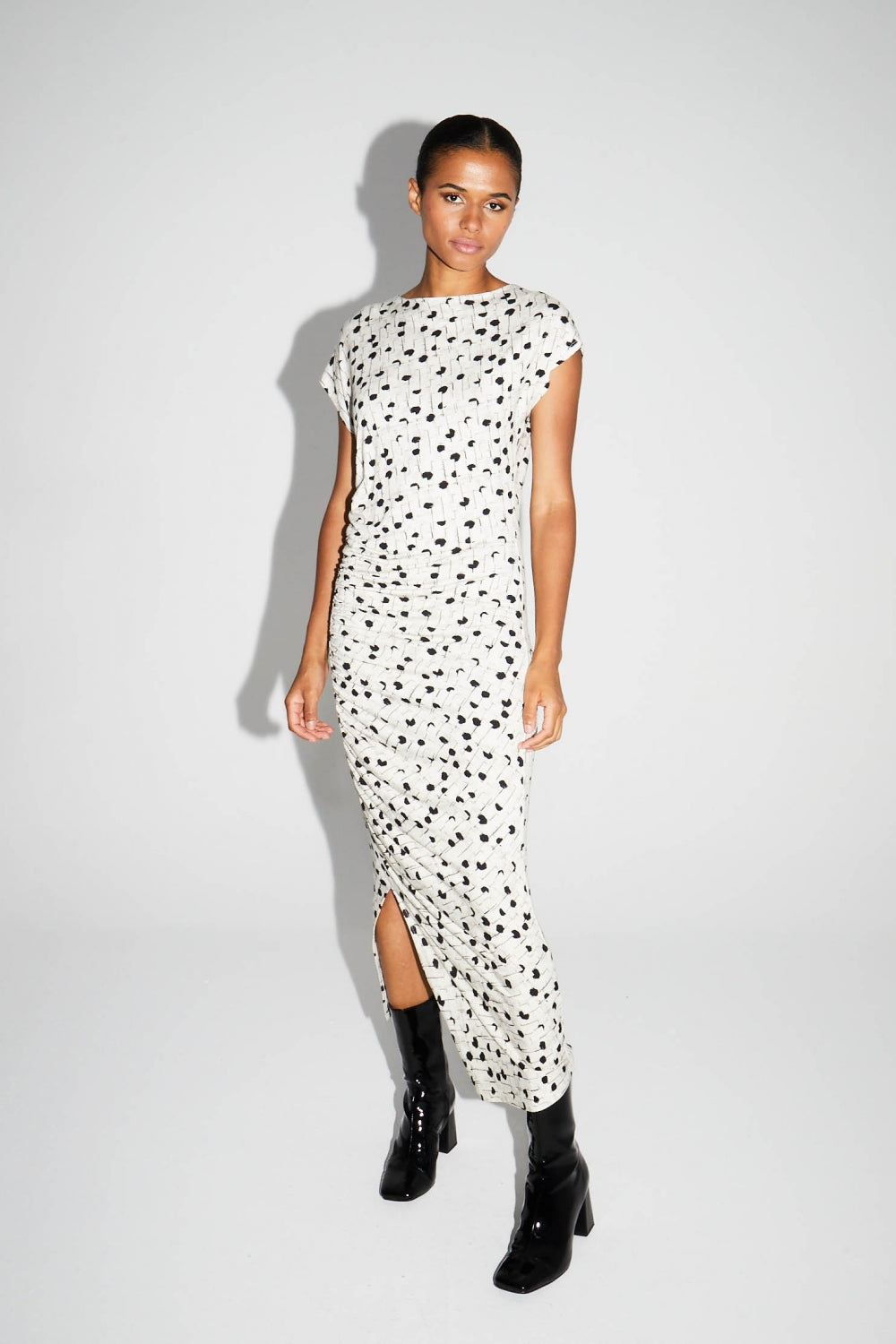 Maxi Dress Jersey Print Pois Graphique Fabriquée En Italie