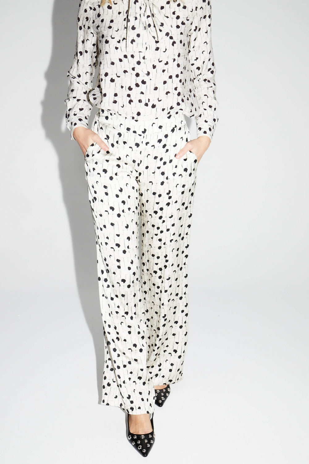 Pantalon Charlie Print Pois Graphique Fabriqué En Italie