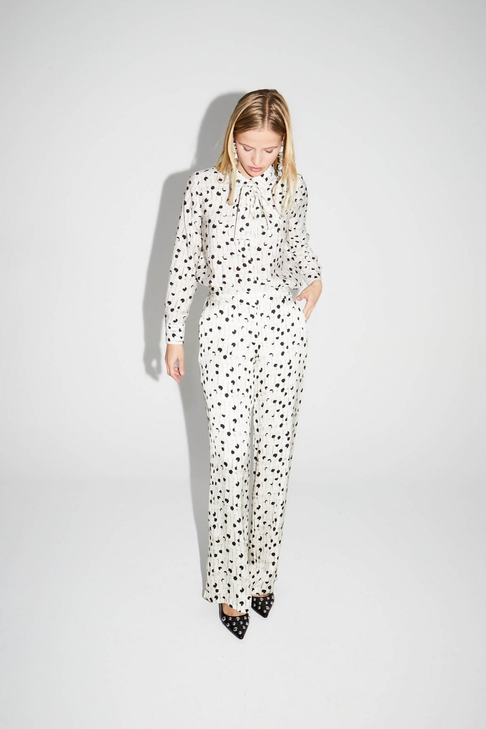 Pantalon Charlie Print Pois Graphique Fabriqué En Italie