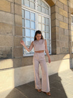 Pantalon Rayé Marin Camel