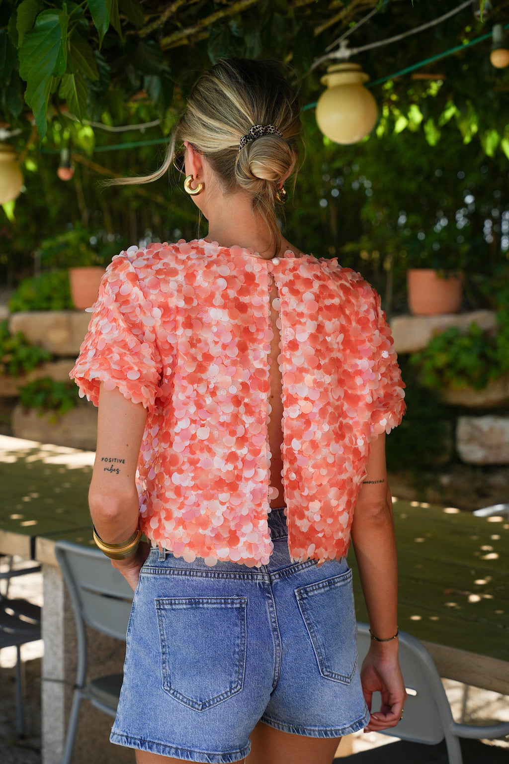 Blouse À Sequins Liza - Orange