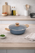 Casserole - 24 Cm - Pierre Gourmet - Avec Couvercle Et Poignée En Bois