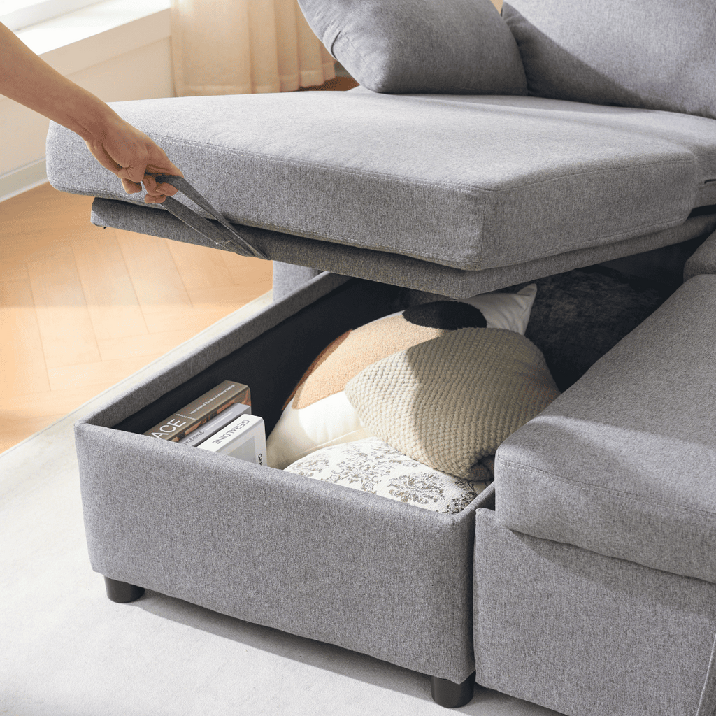 Louison - Canapé Convertible 3 Places Avec Méridienne - Tissu