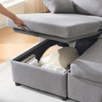 Louison - Canapé Convertible 3 Places Avec Méridienne - Tissu