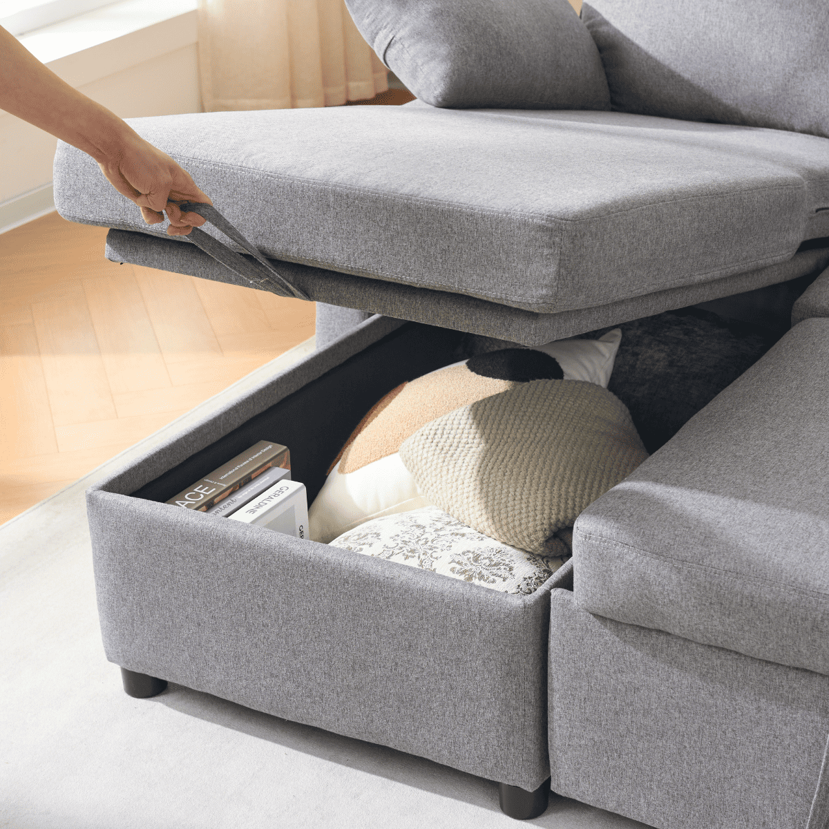 Louison - Canapé Convertible 3 Places Avec Méridienne - Tissu
