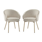 Pia - Lot De 2 Chaises - Tissu & Métal - Beige