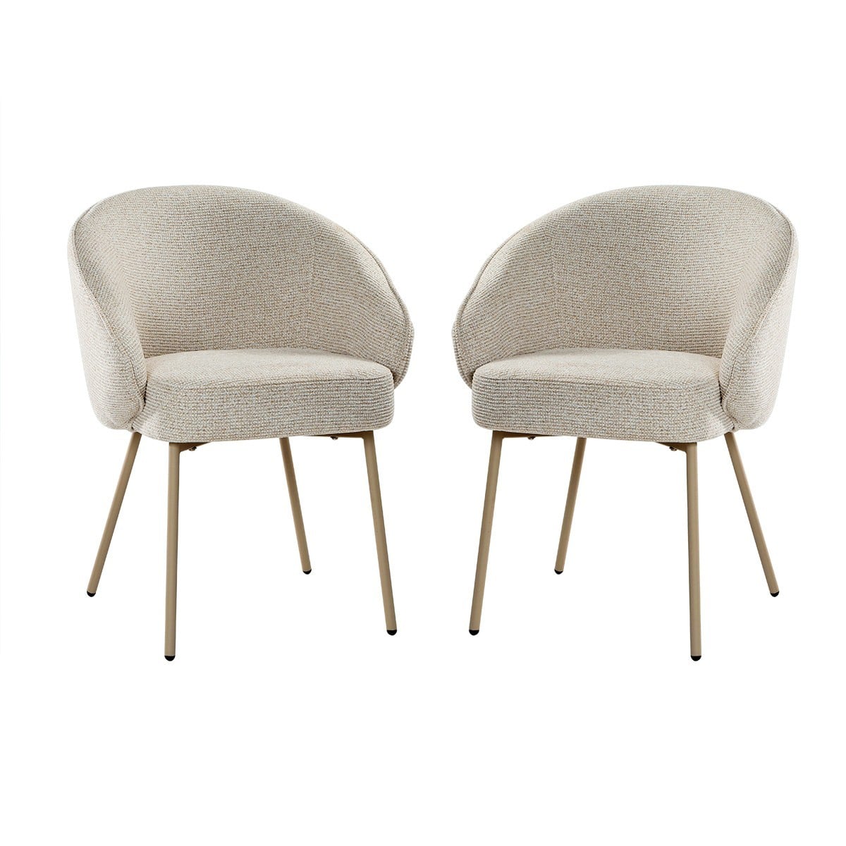 Pia - Lot De 2 Chaises - Tissu & Métal - Beige