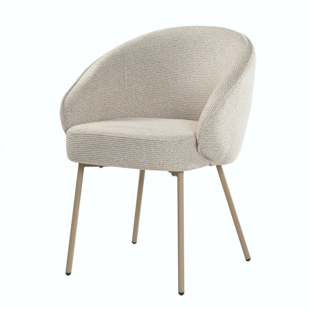 Pia - Lot De 2 Chaises - Tissu & Métal - Beige