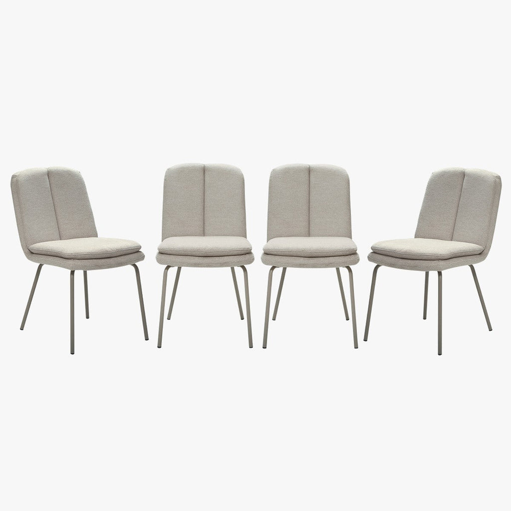 Lysa - Lot De 4 Chaises - Tissu & Métal - Beige