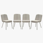 Lysa - Lot De 4 Chaises - Tissu & Métal - Beige