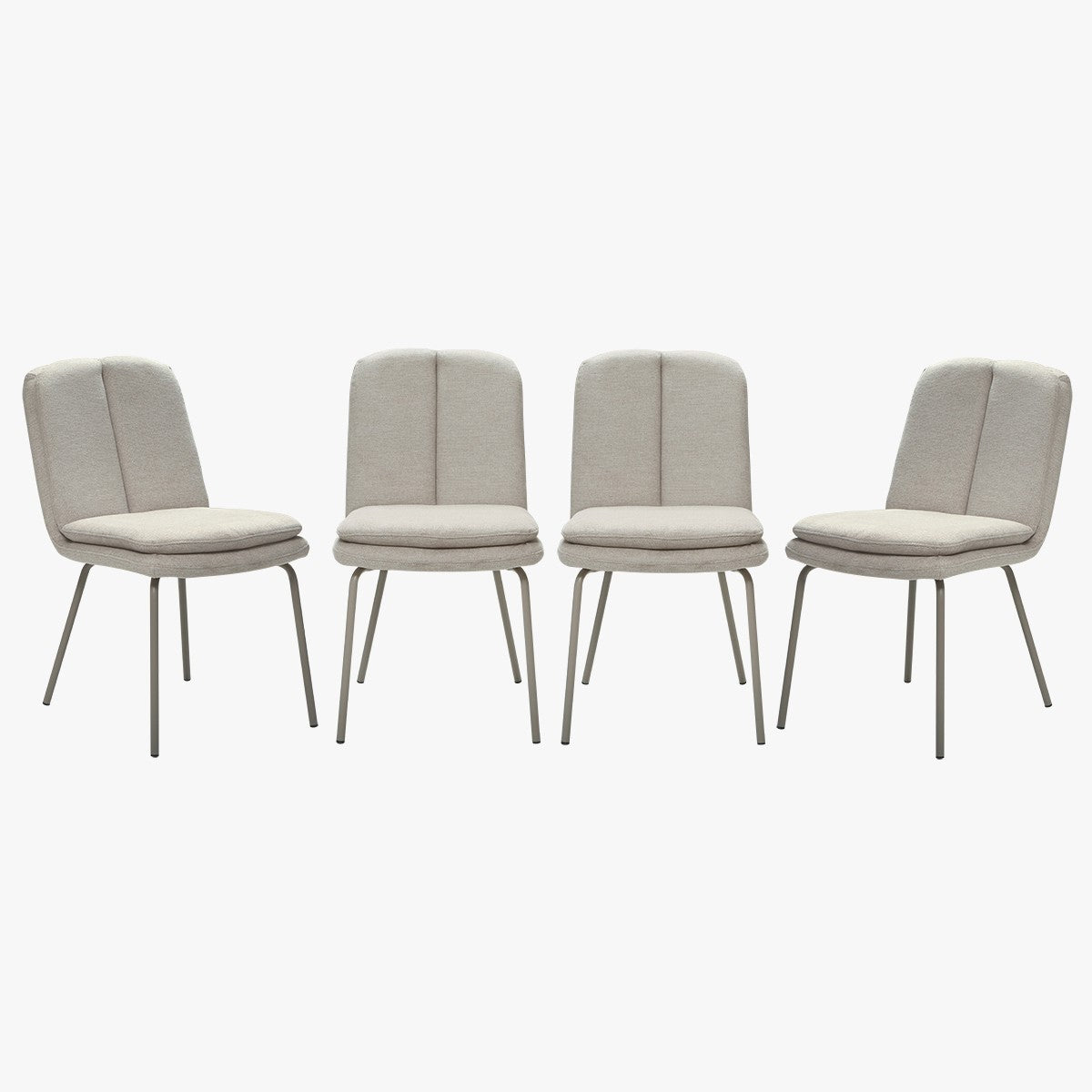 Lysa - Lot De 4 Chaises - Tissu & Métal - Beige